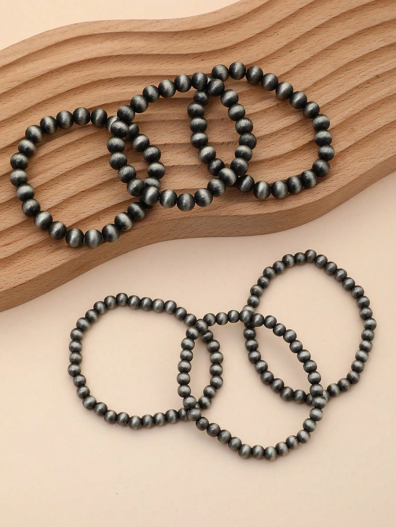 Five Piece Matt Bronze Pearl Bracelet