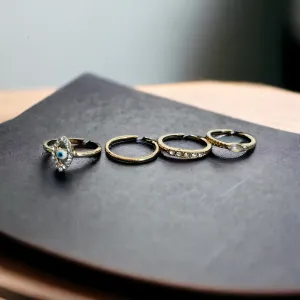 FREE PRESS 4 Pc Evil Eye Rhinestone Ring Set