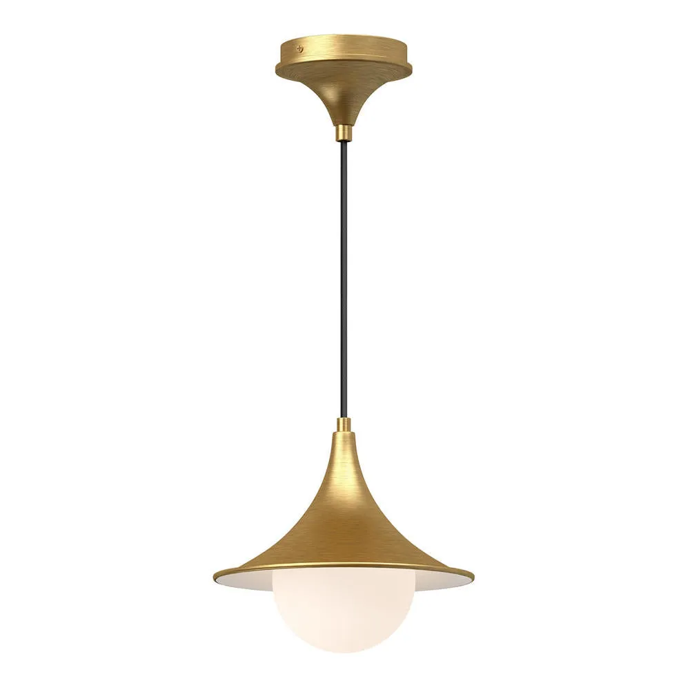 Fuji 9-in Brushed Gold/Opal Matte Glass 1 Light Pendant