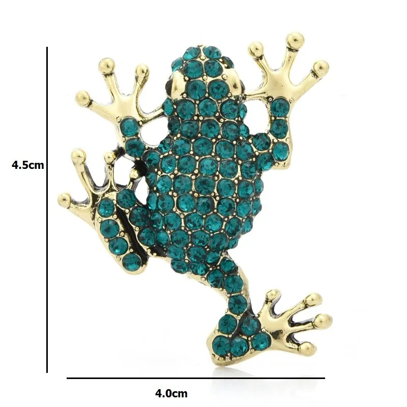 Full Rhinestone Frog Brooches Women Lovely Metal Frog Party Casual Brooch