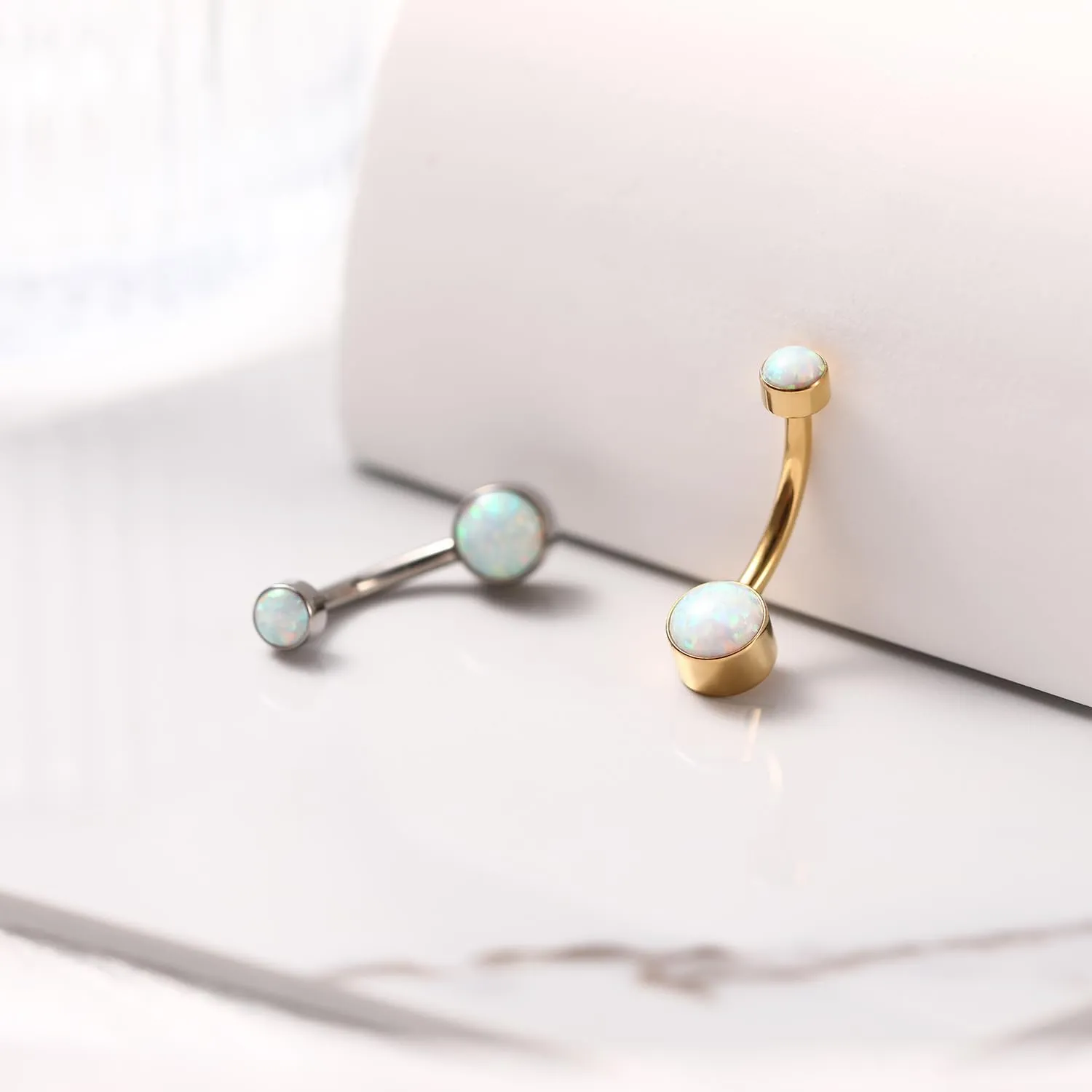 FUNLMO Titanium Belly Button Rings 14g Belly Navel Ring Navel Jewelry Navel Belly Piercing Jewelry Internally Threaded Belly Button Jewelry Navel Barbell Stud