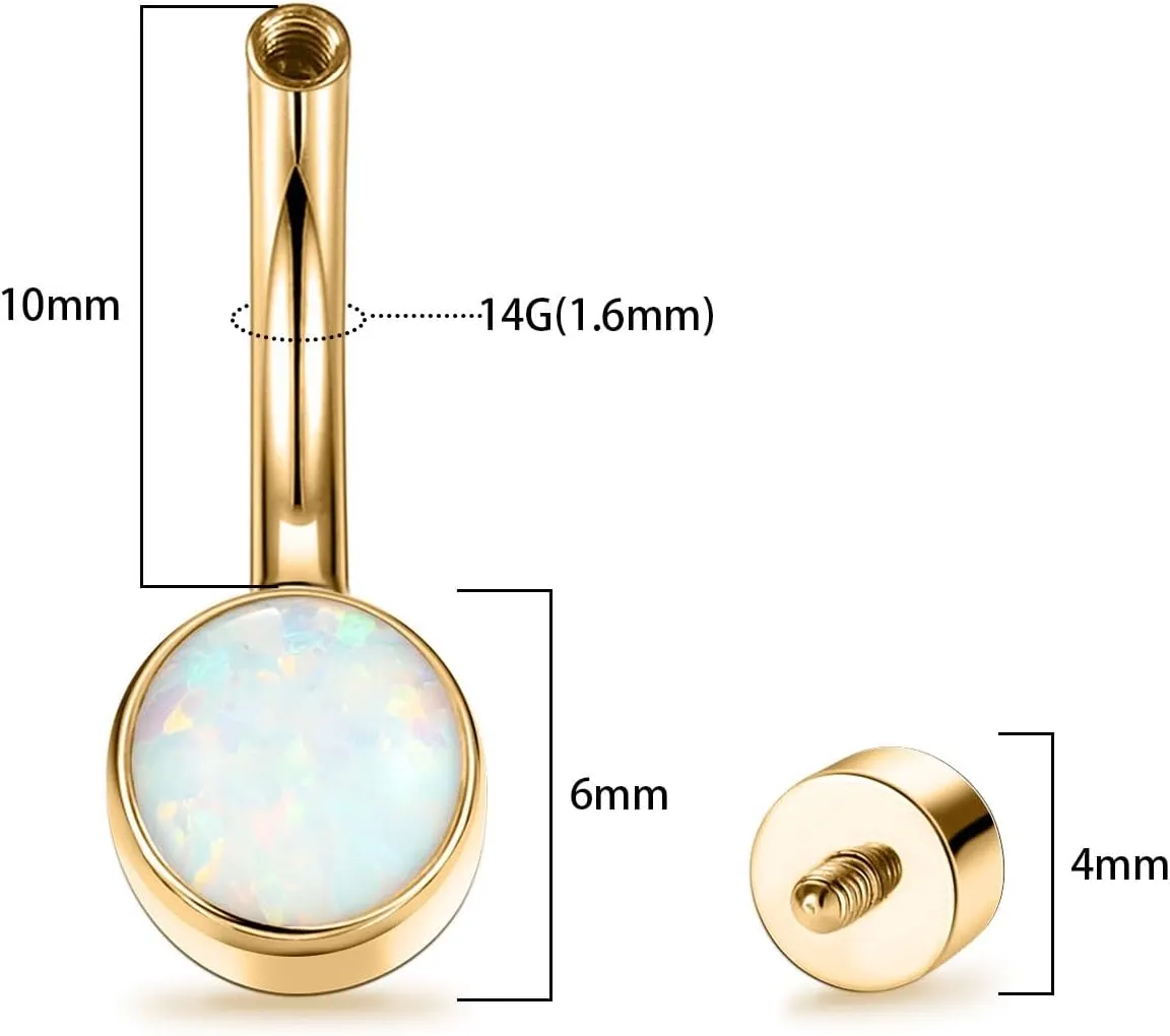 FUNLMO Titanium Belly Button Rings 14g Belly Navel Ring Navel Jewelry Navel Belly Piercing Jewelry Internally Threaded Belly Button Jewelry Navel Barbell Stud