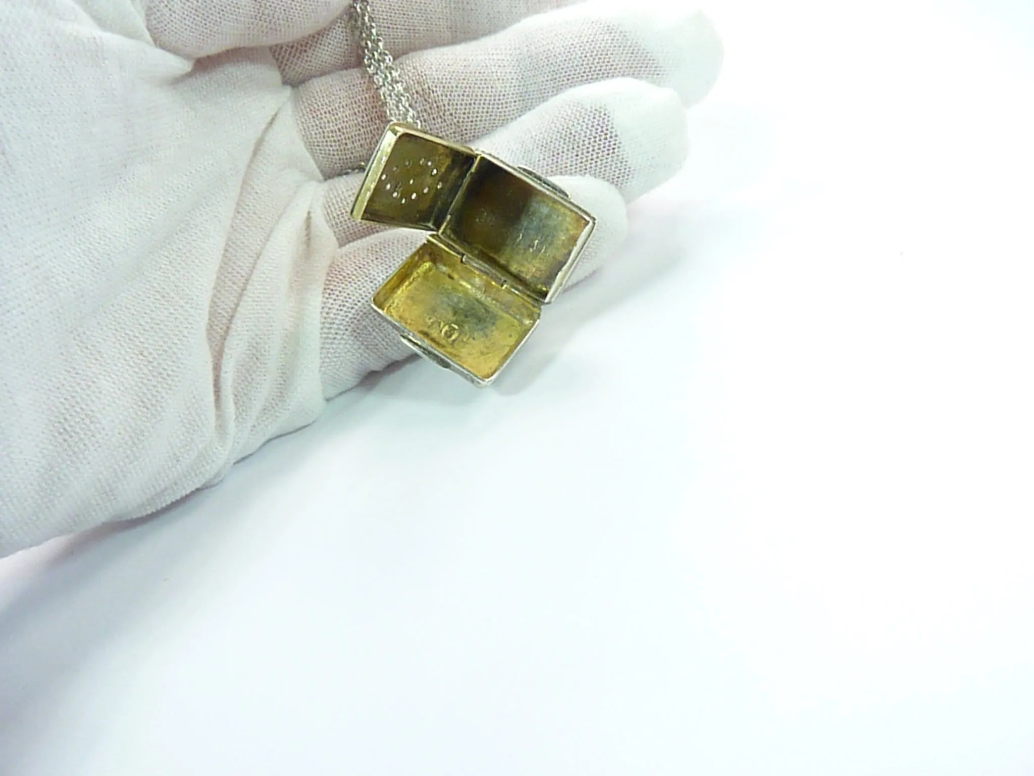 Georgian Sterling Silver Vinaigrette Pendant On 18 Inch Necklace 1838