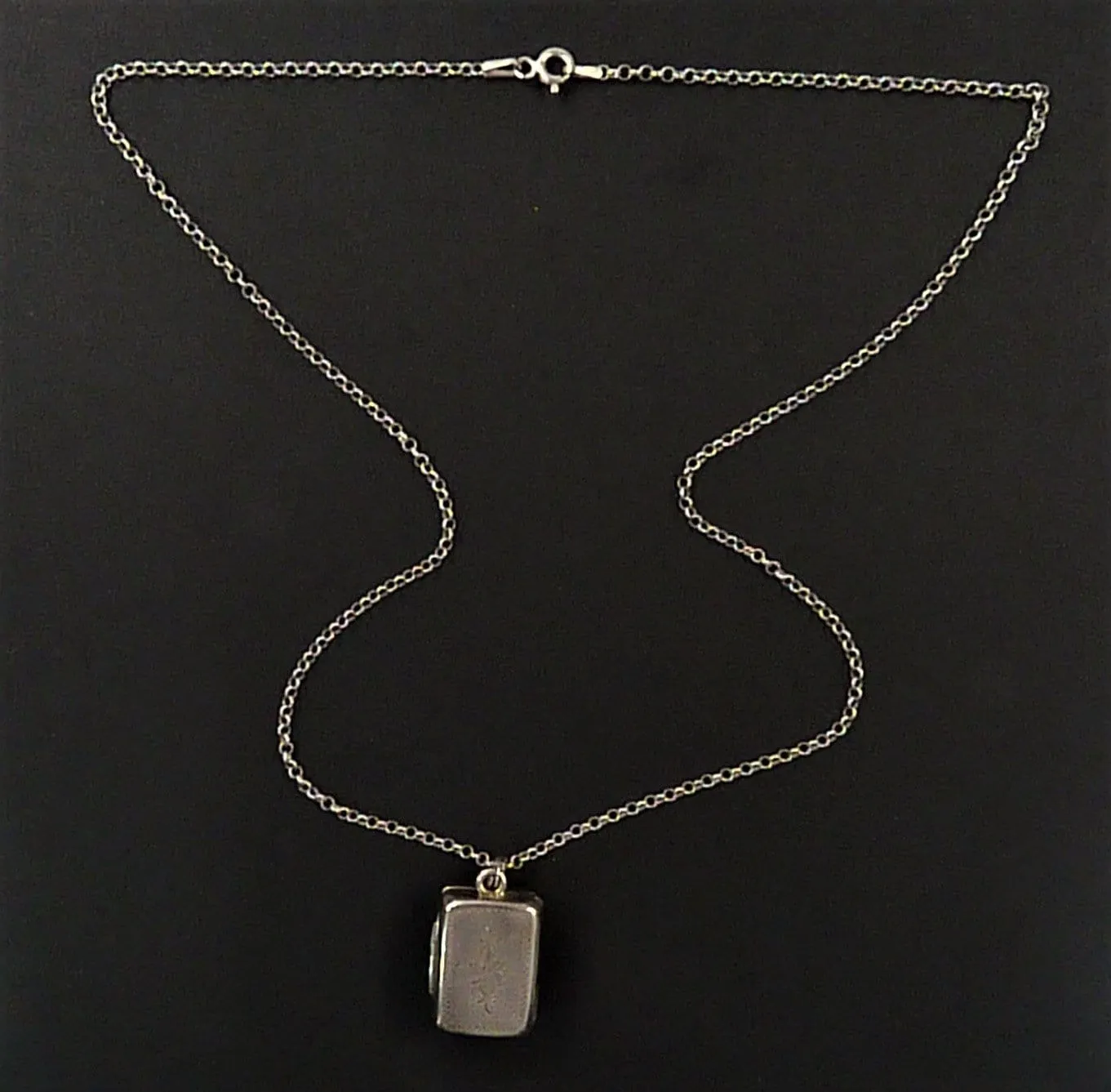 Georgian Sterling Silver Vinaigrette Pendant On 18 Inch Necklace 1838