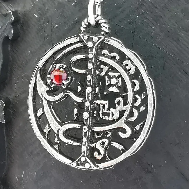 Goetic Sigil of Asmoday/Asmodeus Red MoonStone Necklace | Symbolic Jewelry for Luciferian Practitioners