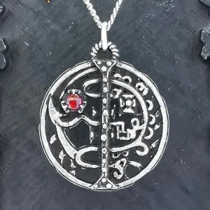 Goetic Sigil of Asmoday/Asmodeus Red MoonStone Necklace | Symbolic Jewelry for Luciferian Practitioners