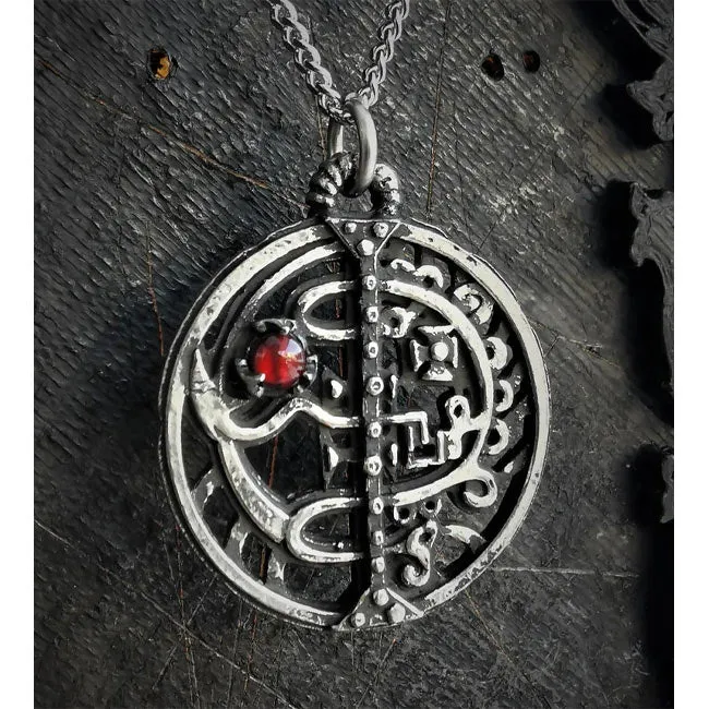 Goetic Sigil of Asmoday/Asmodeus Red MoonStone Necklace | Symbolic Jewelry for Luciferian Practitioners
