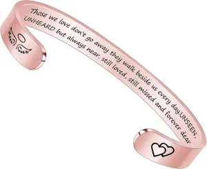 Gold Bracelets for Women Gifts Valentines Day Gifts for Her Uplifting Cuff Bangle Inspirational Mantra Engraved Rose Gold Jewelry