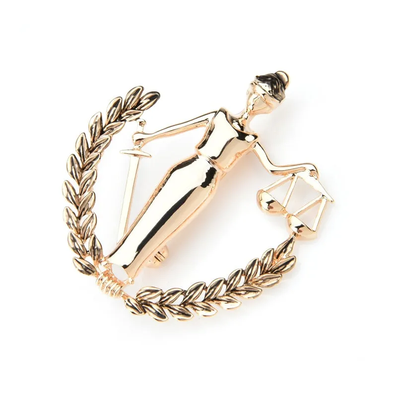 Gold Color Libra Constellation Brooches Women Metal Party Banquet Brooch