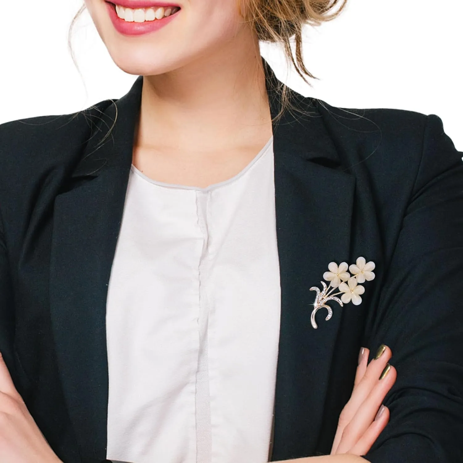 Gold Crystal Flower Brooches for Womne Elegant Rhinestone Flower Brooch Pins Fashion Jewelry Accessories for Women Gift