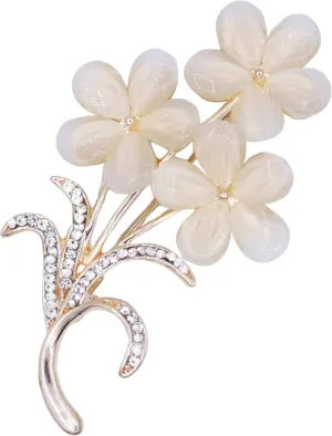 Gold Crystal Flower Brooches for Womne Elegant Rhinestone Flower Brooch Pins Fashion Jewelry Accessories for Women Gift