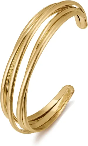 Gold Cuff Bracelet for Women Chunky Multi-layer Cross Wire Open Bracelet Hollow Wide Cuff Bracelets Adjustable Gold Open Cuff Bangle Bracelet