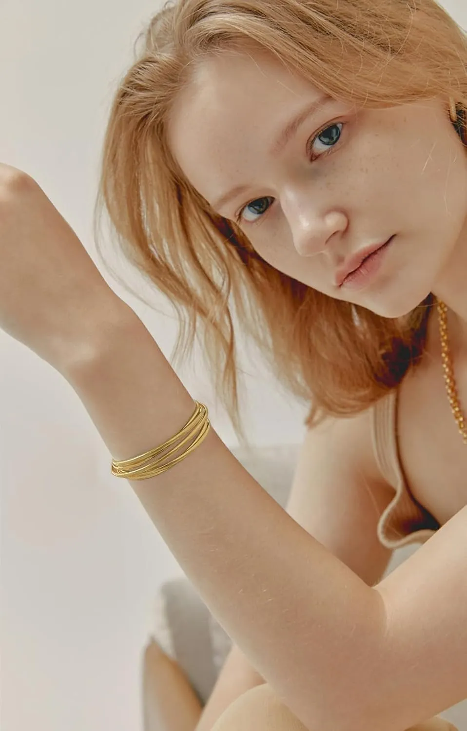 Gold Cuff Bracelet for Women Chunky Multi-layer Cross Wire Open Bracelet Hollow Wide Cuff Bracelets Adjustable Gold Open Cuff Bangle Bracelet