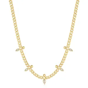 Gold Curb Chain Sparkle Point Necklace