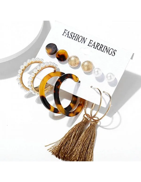 Gold-Toned- Gold Plated Pearl Studded Earrings Combo