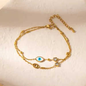 Golden Evil Eye Layered Bracelet
