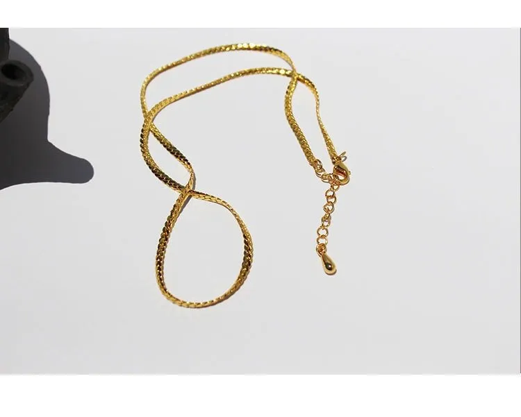 Hailey Herringbone Chocker Necklace, Gold Plated Snake Chain | Minimalist Chic
