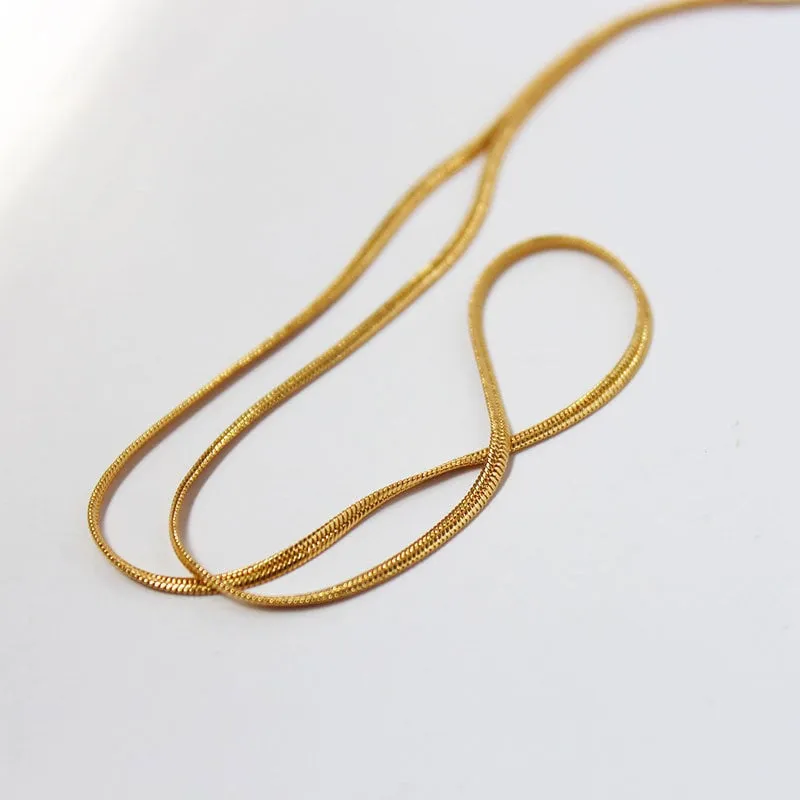 Hailey Herringbone Chocker Necklace, Gold Plated Snake Chain | Minimalist Chic