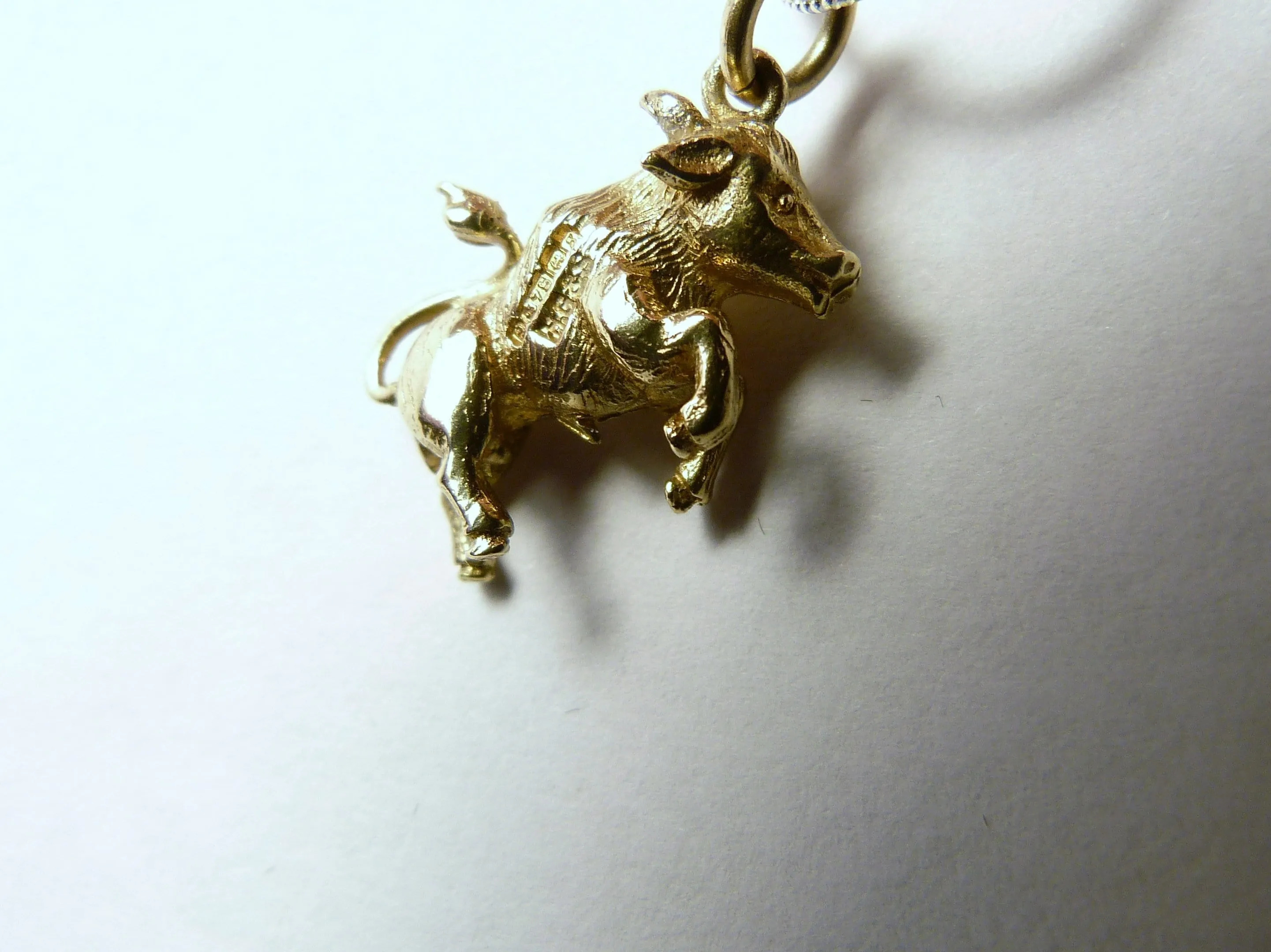 Hallmarked Gold Charms Charging Bull Charm Henry Griffith & Sons 1942