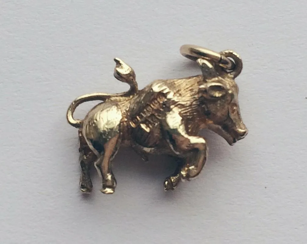 Hallmarked Gold Charms Charging Bull Charm Henry Griffith & Sons 1942