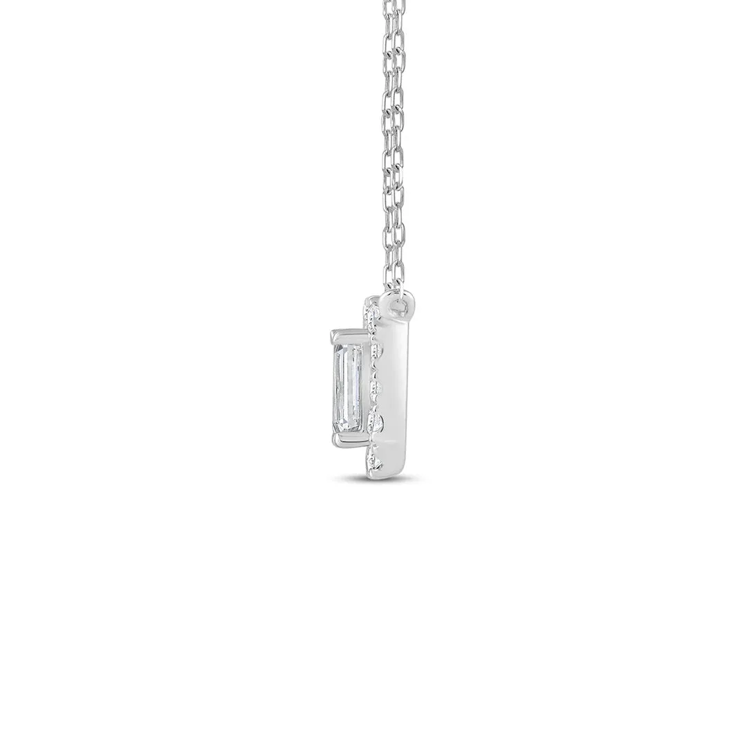 Halo Emerald Lab Created Diamond Necklace