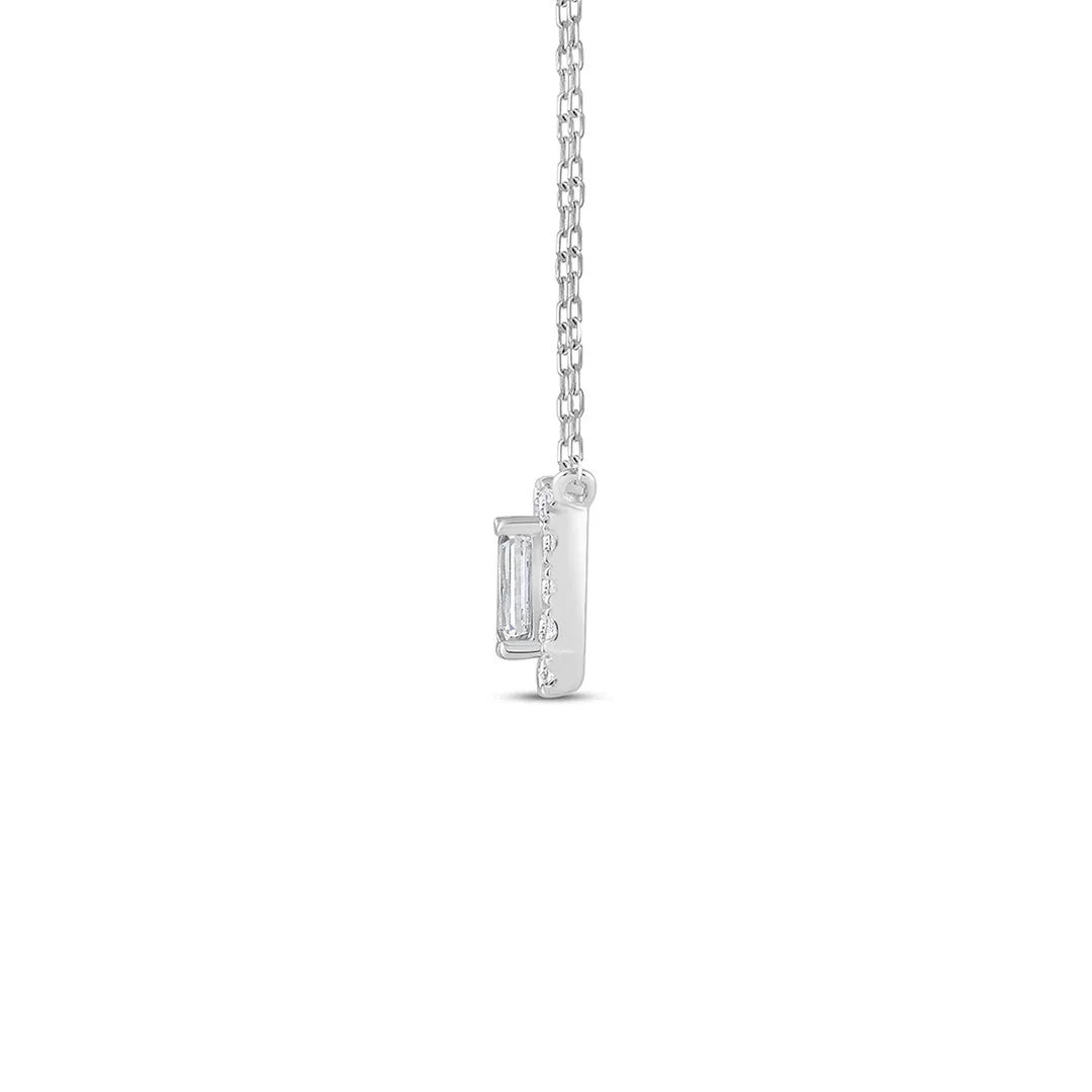 Halo Emerald Lab Created Diamond Necklace