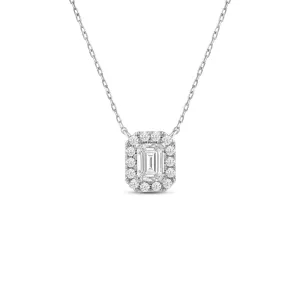 Halo Emerald Lab Created Diamond Necklace