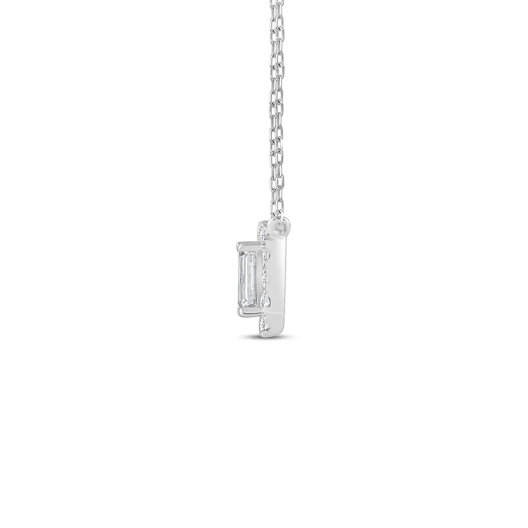 Halo Emerald Lab Created Diamond Necklace