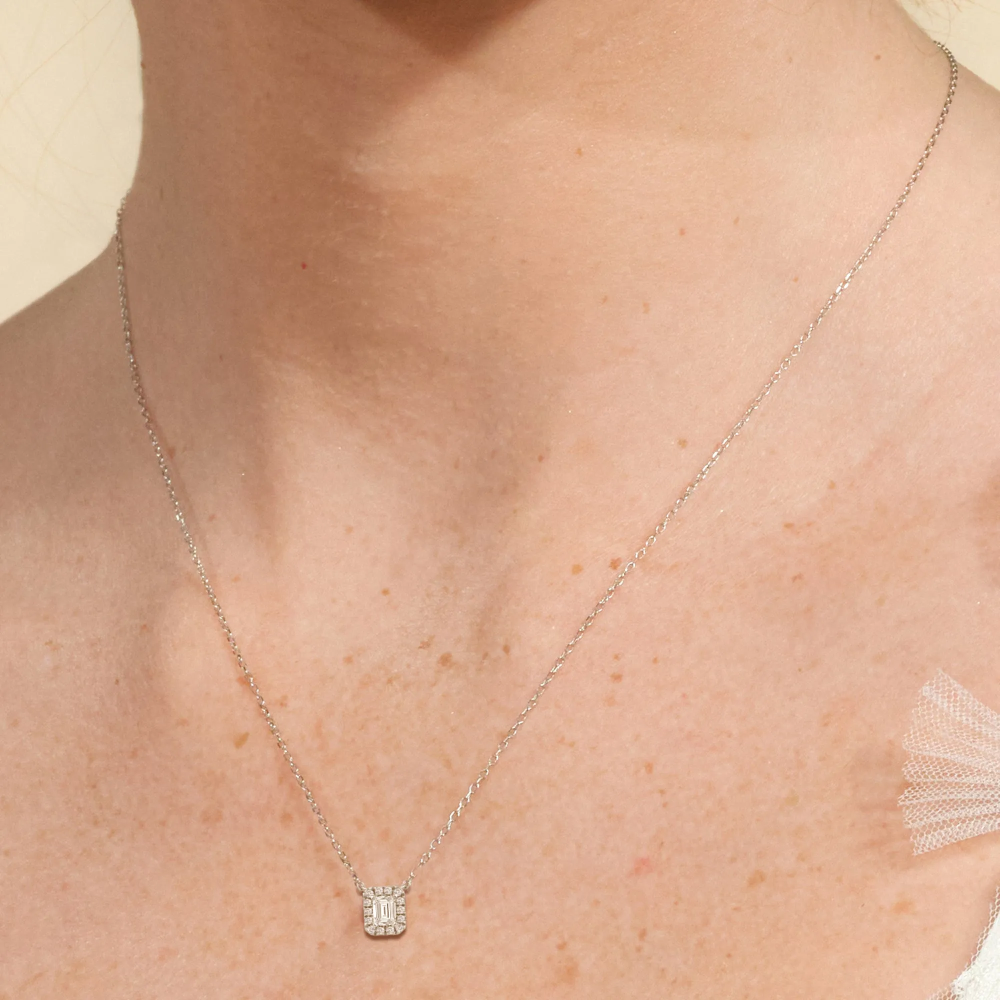 Halo Emerald Lab Created Diamond Necklace