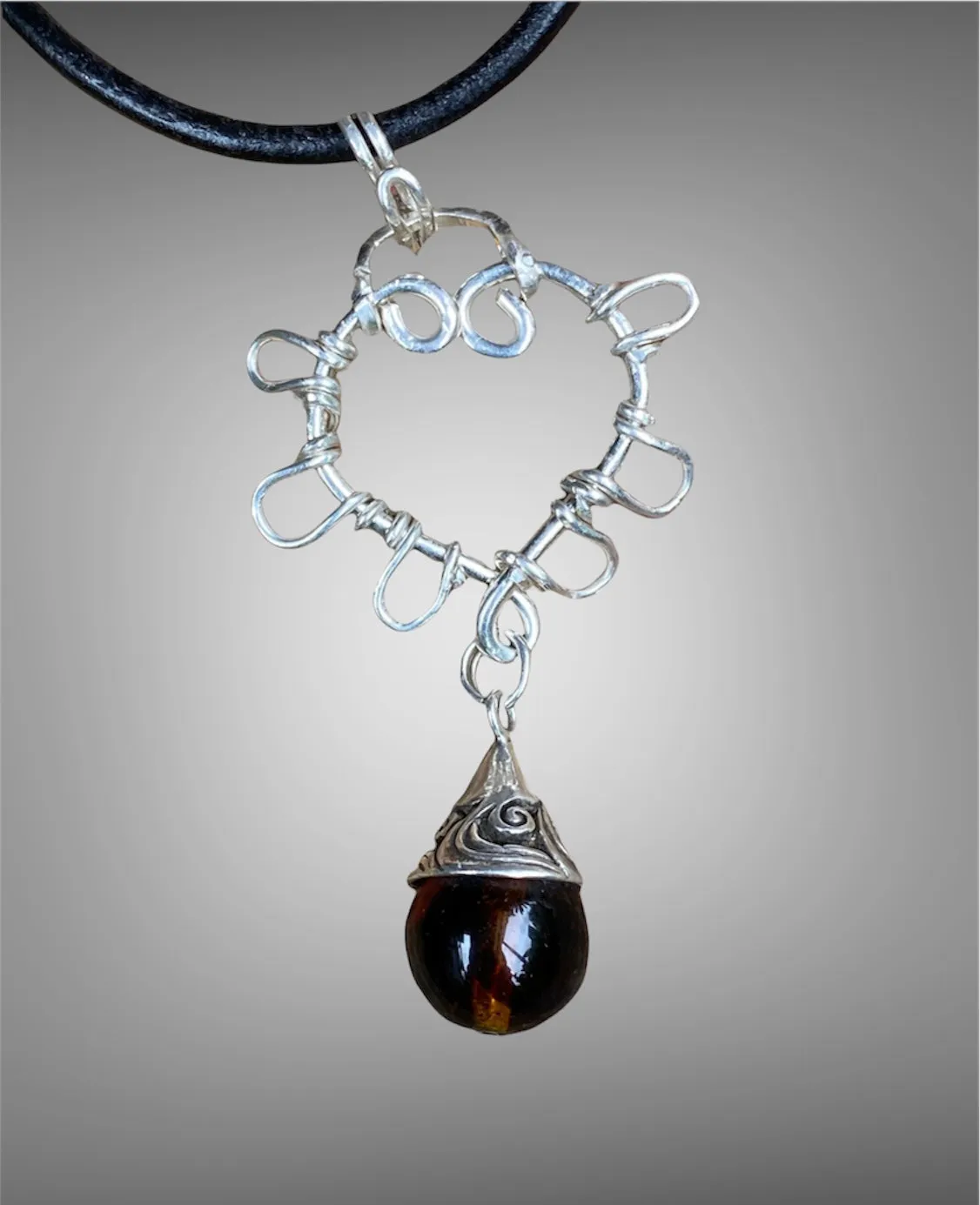 Heart and Amber Pendant