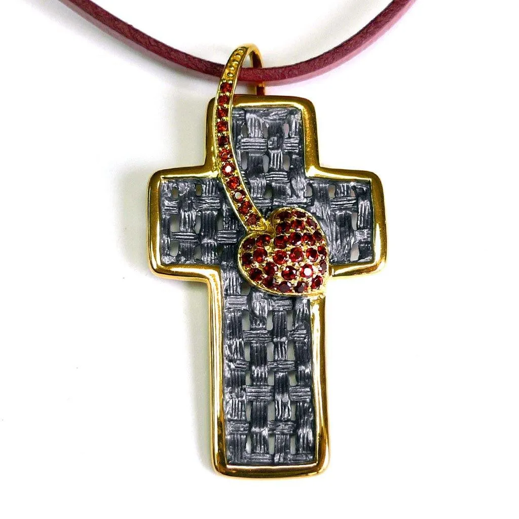 Heart Cross Sterling Silver Pendant