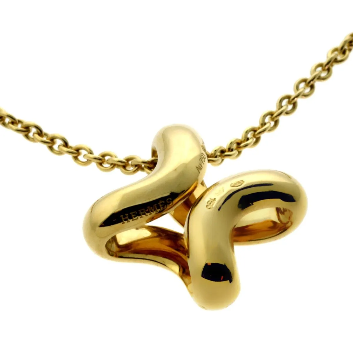 Hermes Diamond H Gold Necklace