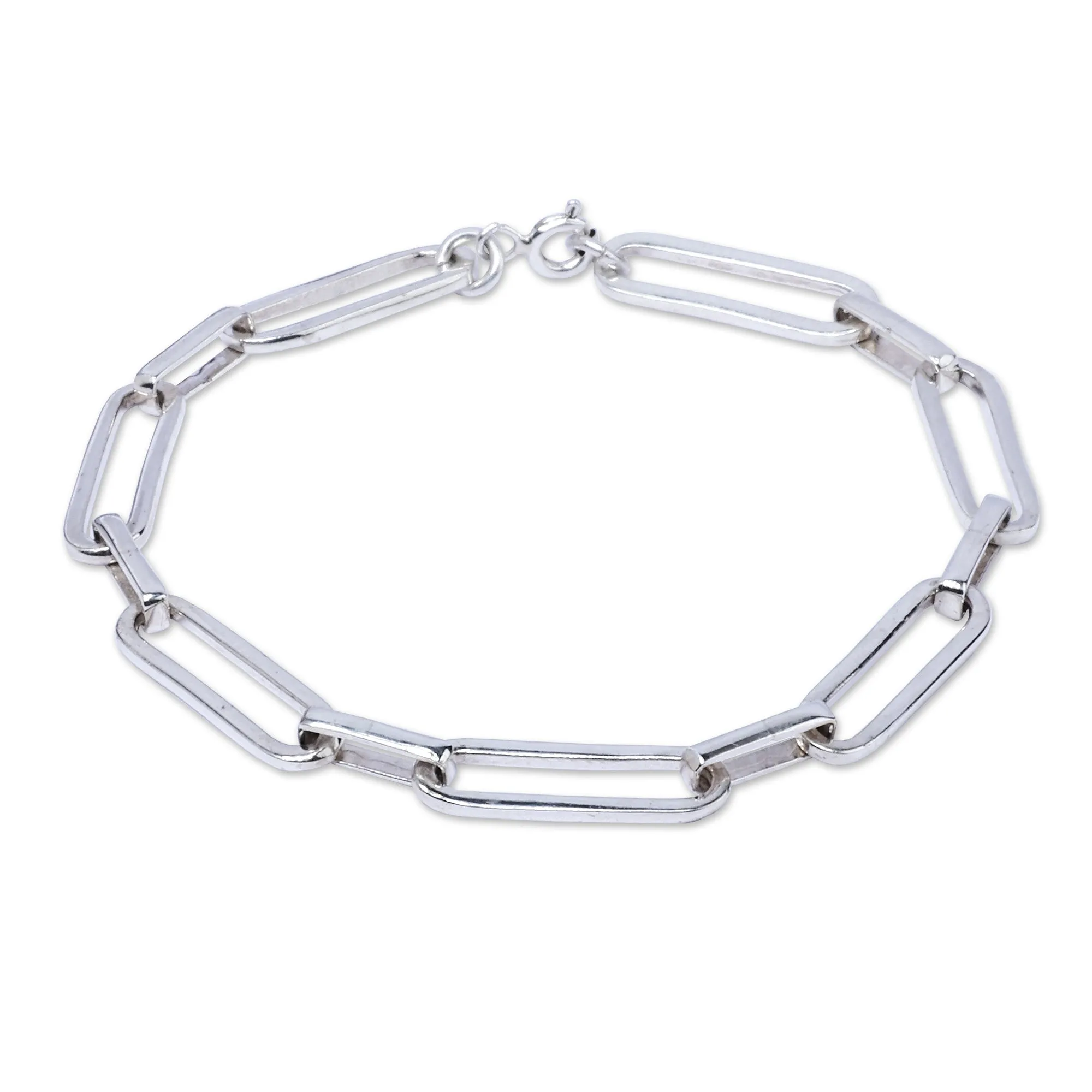 High-Polished Minimalist Sterling Silver Chain Bracelet - Minimalist Pride | NOVICA