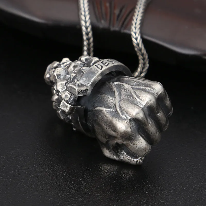 Iron Fist - Gothic Silver Pendant by The Nevermore