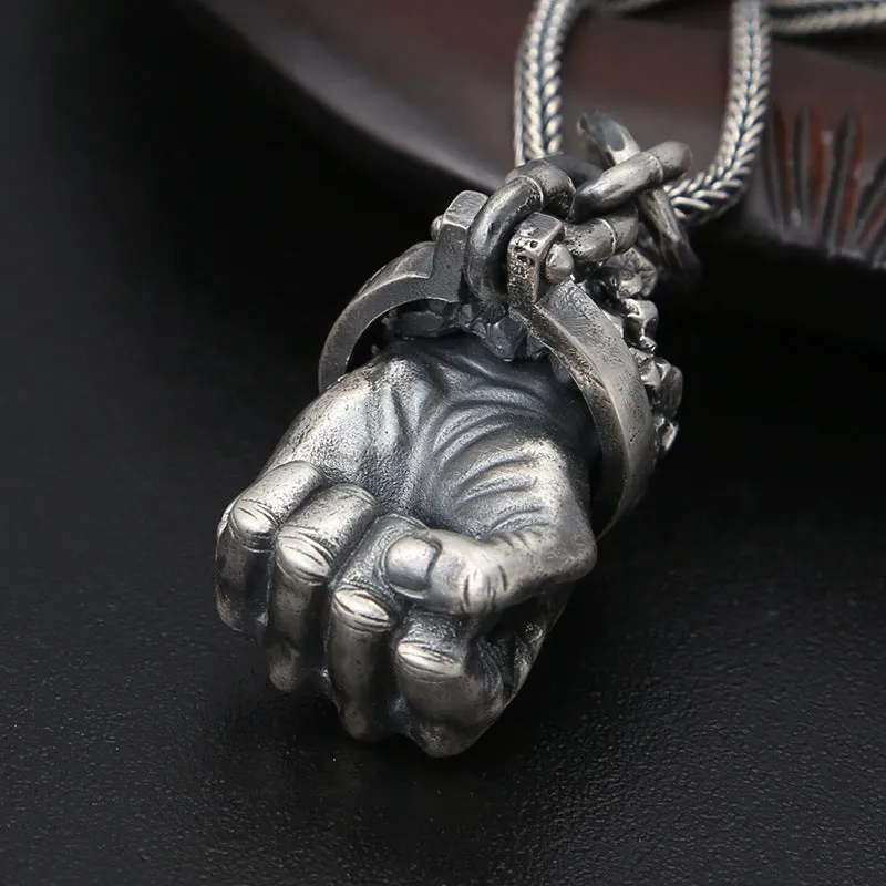 Iron Fist - Gothic Silver Pendant by The Nevermore