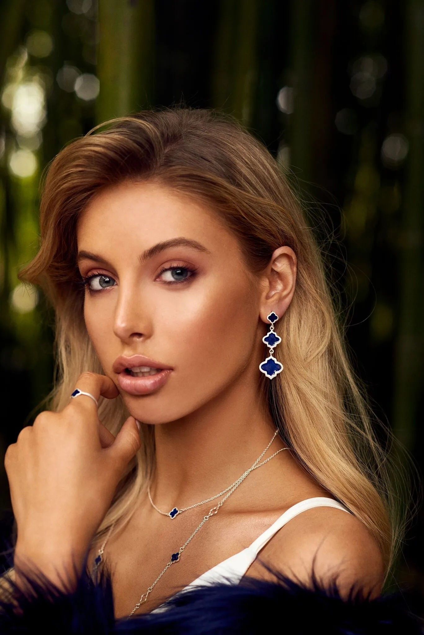 Jaali Earrings Silver Navy