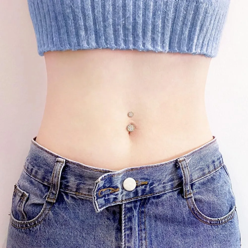 JFORYOU Belly Button Rings Stainless Steel 14G CZ Opal Navel Rings Barbells Women Girls Belly Piercing Jewelry
