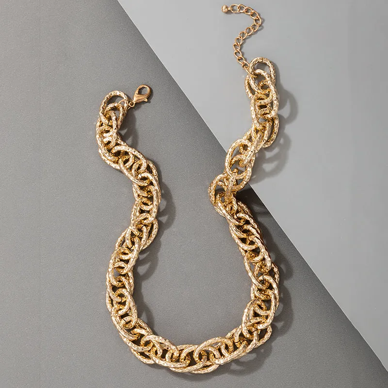 Ladies Luxury Thick Chain Chunky Circle Link Choker Necklace