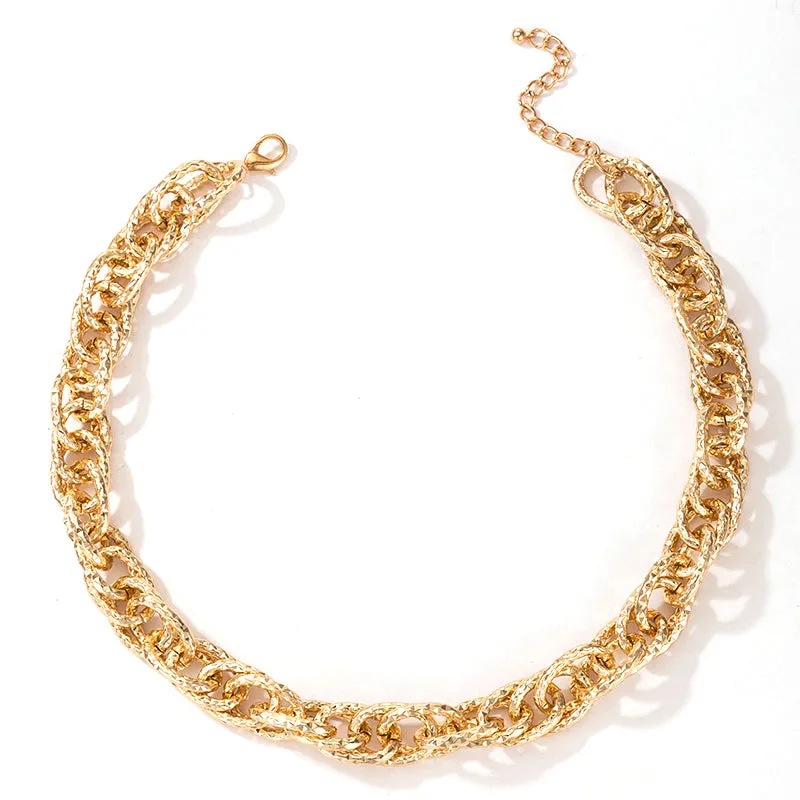 Ladies Luxury Thick Chain Chunky Circle Link Choker Necklace