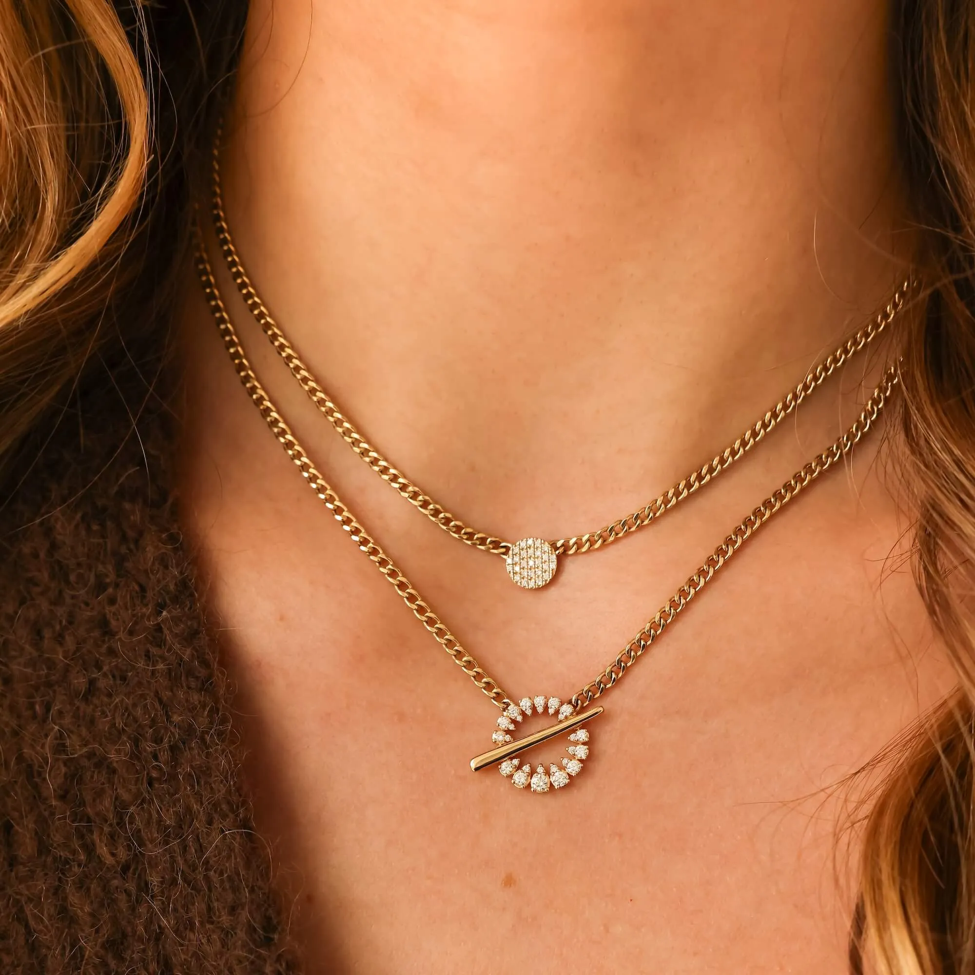 Lauren Joy Cuban Chain Disc Necklace