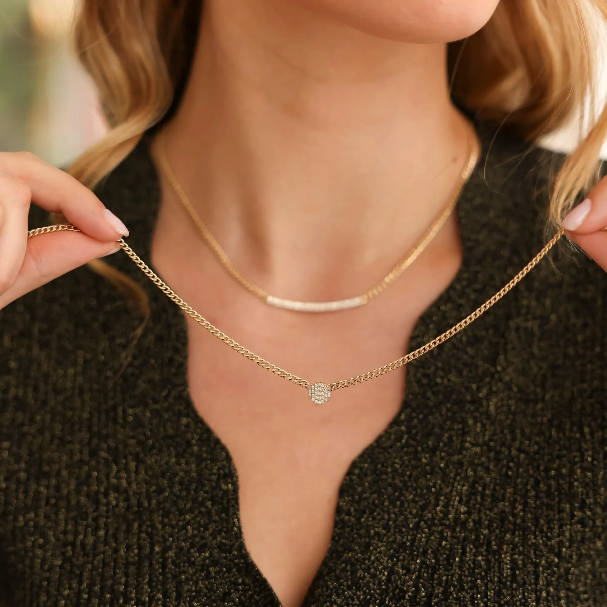 Lauren Joy Cuban Chain Disc Necklace