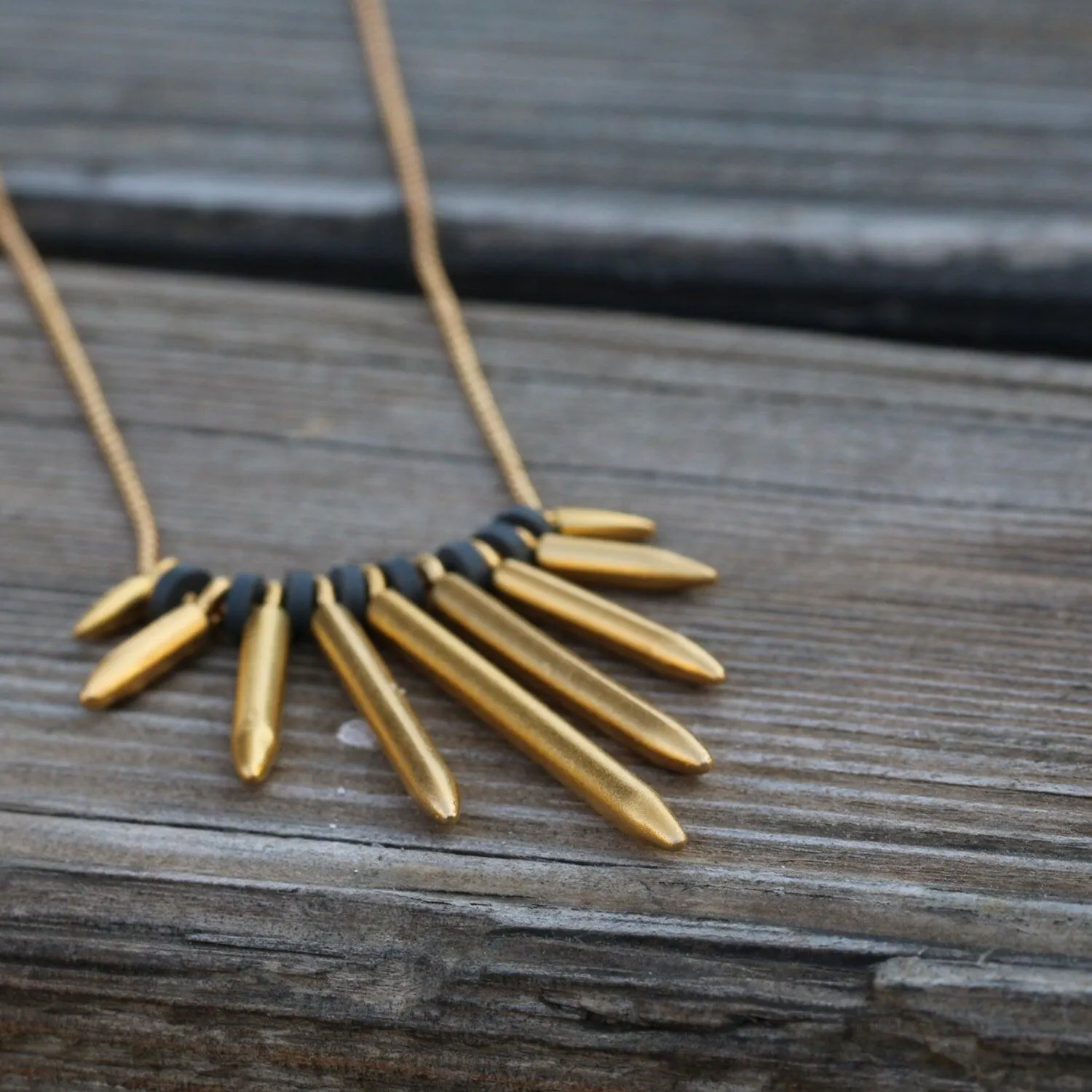 Long Gold Spike Necklace