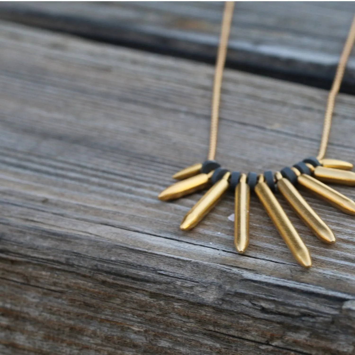 Long Gold Spike Necklace