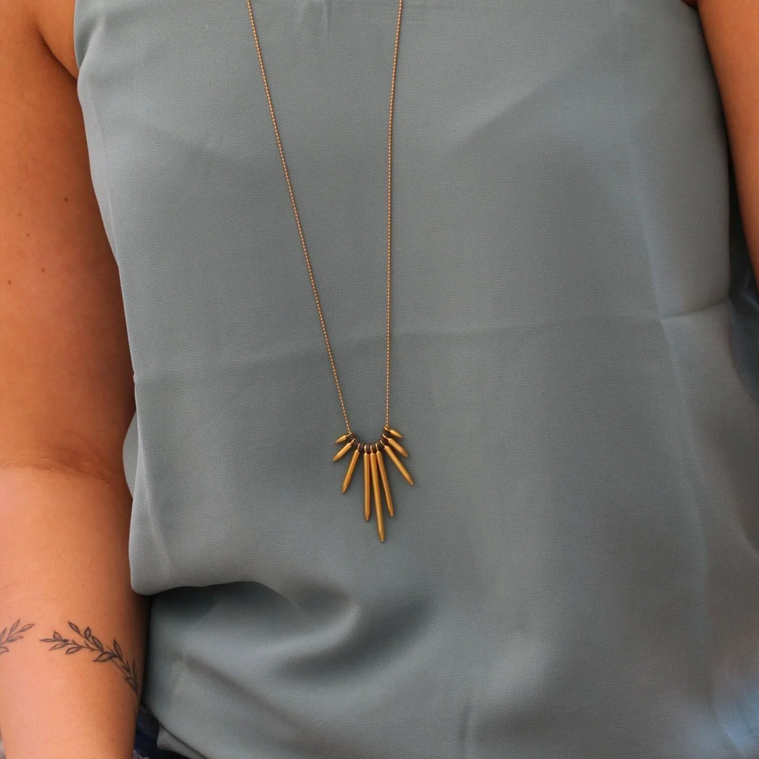 Long Gold Spike Necklace