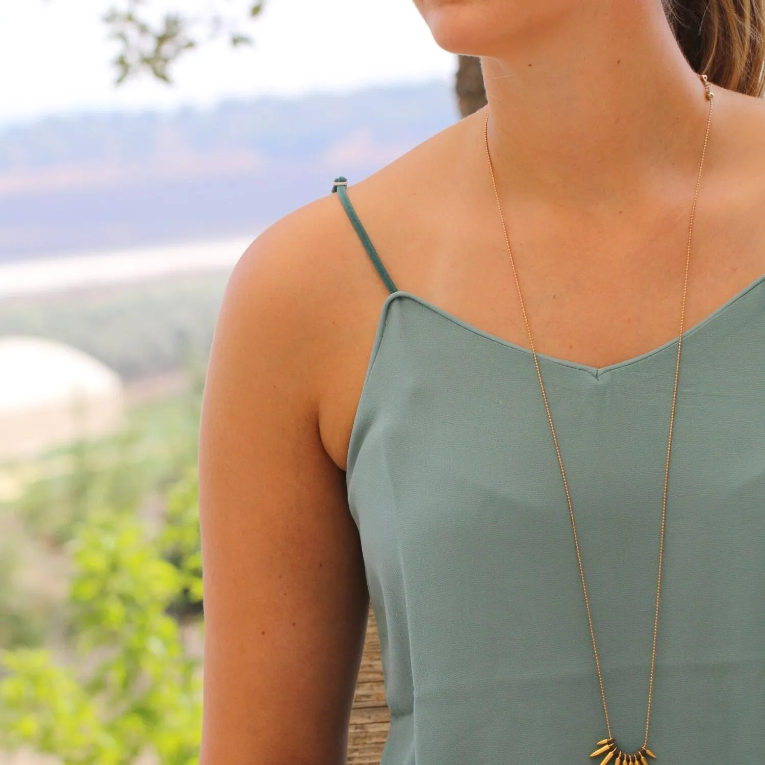 Long Gold Spike Necklace