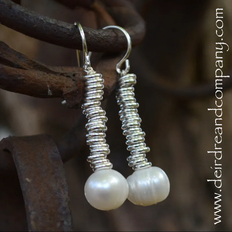 Long Pond Pearl Earrings in Sterling