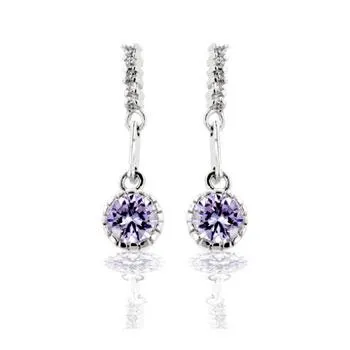 LOVCIA Lavender Zirconia Rhodium-Plated Drop Earrings