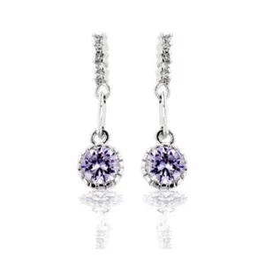 LOVCIA Lavender Zirconia Rhodium-Plated Drop Earrings