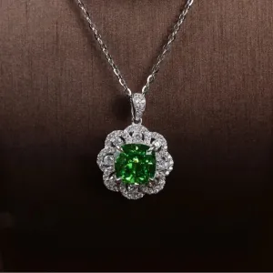 LOVCIA Light Luxury High-grade Emerald Sterling Silver Pendant Necklace for Women