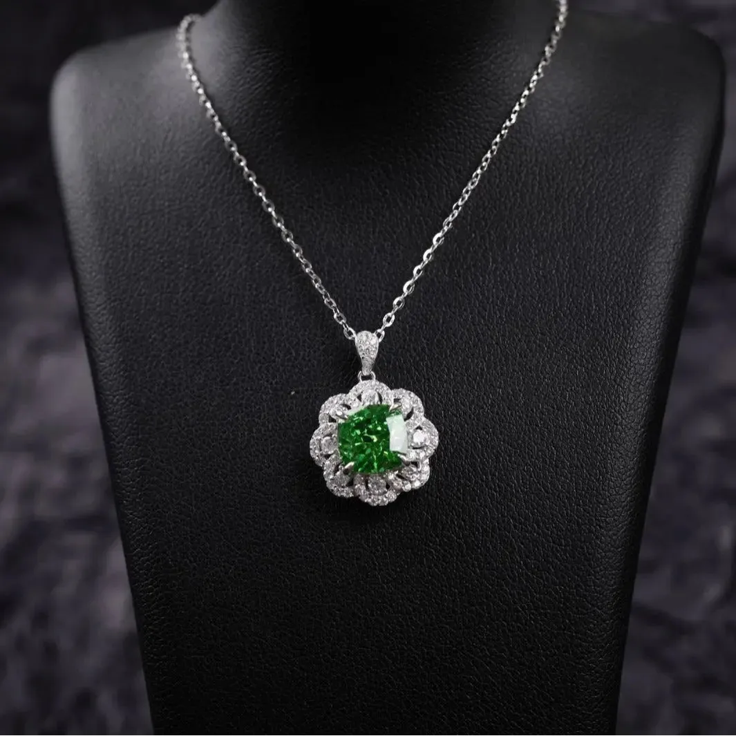 LOVCIA Light Luxury High-grade Emerald Sterling Silver Pendant Necklace for Women